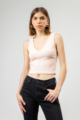 PYR8 Casual Solid Women Pink Top