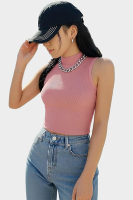 GLOBENAUT Casual Solid Women Pink Top