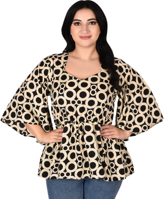 LINGRA Casual Printed Women Black, Gold Top