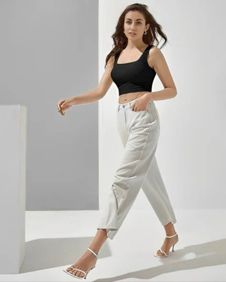 HouseOfCommon Casual Solid Women Black Top