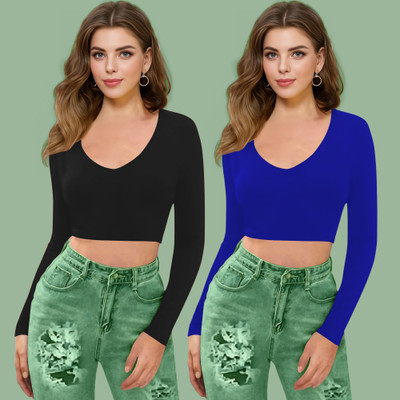 Maheshvi Casual Solid Women Blue Top