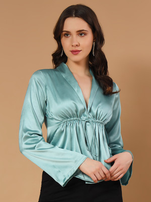 METRONAUT Casual Solid Women Green Top