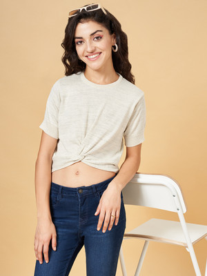 PEOPLE Casual Self Design Women White Top