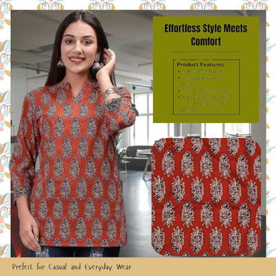 COZKE ENTERPRISE Casual Printed Women Orange Top