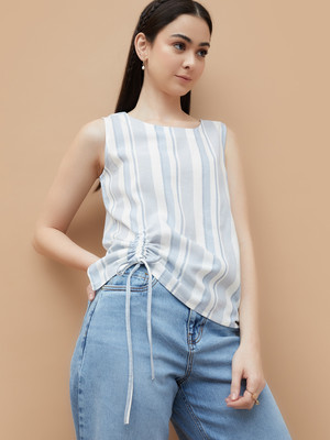 Fame Forever by Lifestyle Casual Printed Women Blue Top
