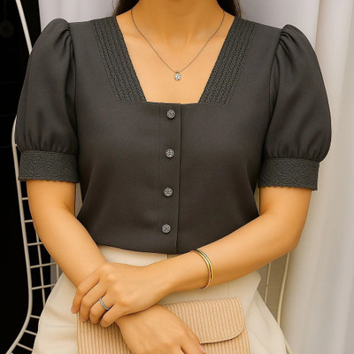 Absorbing Casual Solid Women Grey Top