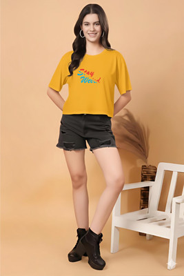 FURRR Casual Self Design Women Yellow Top