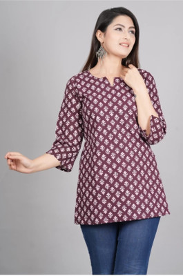 JASWAR Party Printed Women Maroon Top