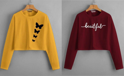 Lukonn Casual Printed Women Maroon, Yellow Top