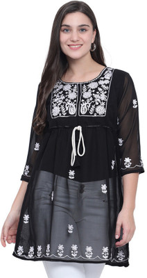 Fashion Senoraa Casual Printed Women Black, White Top