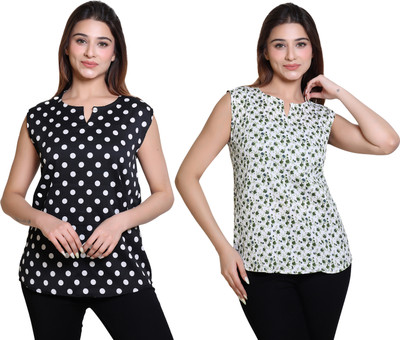 Ogarti Casual Printed Women Black Top
