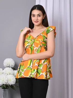 VYMO Casual Printed Women Yellow Top