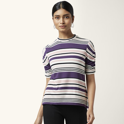 Annabelle by Pantaloons Casual Striped Women Purple Top