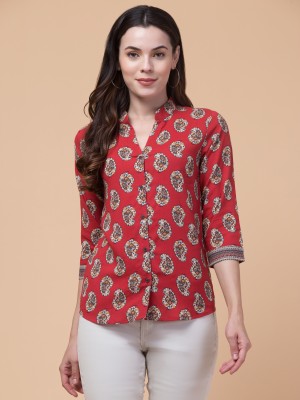 Hive91 Casual Printed Women Maroon Top