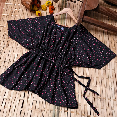 Aumira Casual Printed Women Black Top