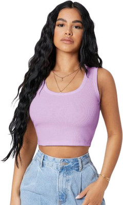 Raabta Fashion Casual Solid Women Purple Top