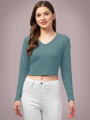 Kashonaa Casual Solid Women Light Green Top