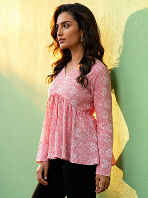 Divine Tatva Casual Printed, Floral Print, Ethnic Motifs Women Multicolor Top