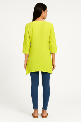 Cloth Stories Casual Embroidered Women Green Top