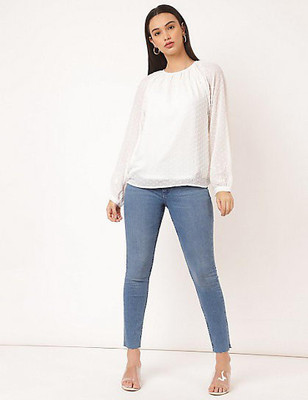 MARKS & SPENCER Casual Embroidered Women White Top