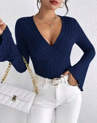 Heilig Casual Striped Women Dark Blue Top