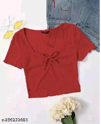 Sovi fashion Party Self Design Women Red Top