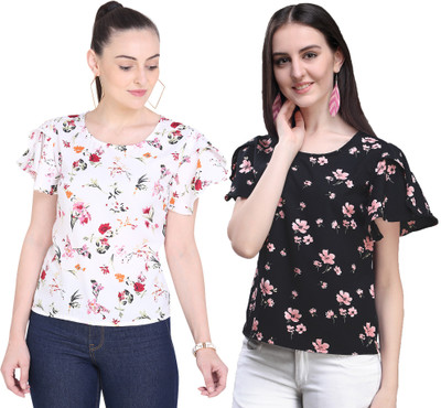 Oomph! Party Printed Women White, Black Top