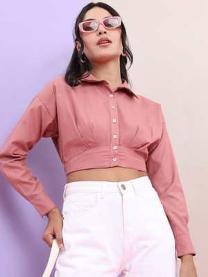 Tokyo Talkies Casual Self Design Women Pink Top