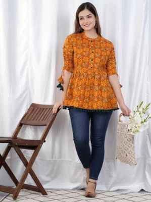 Radhegovind Creation Casual Floral Print Women Pink Top