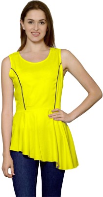 patrorna Casual Solid Women Yellow Top