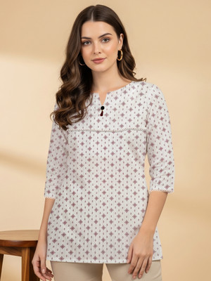 ASEnterpises Women Striped Straight Kurta(White)