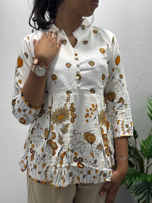 Nyha Luxe Casual Printed Women White Top