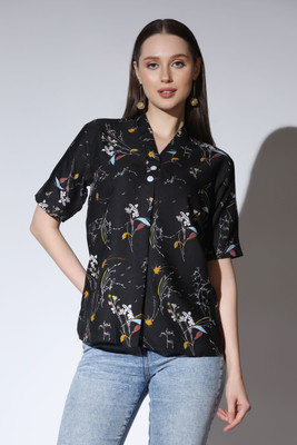 Leriya Fashion Casual Printed Women Black Top