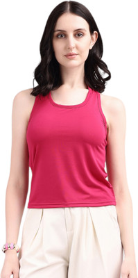 EVELVIE Casual Solid, Self Design Women Pink Top