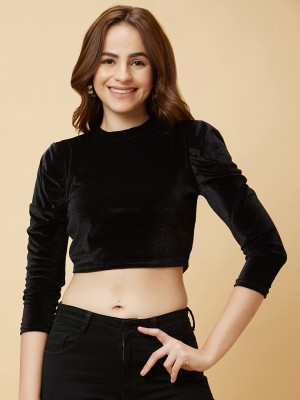 Globus Party Solid Women Black Top