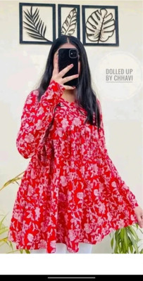 Nandaniexport Casual Printed Women Red Top