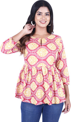 JINVARAM Casual Printed Women Pink, White, Yellow Top