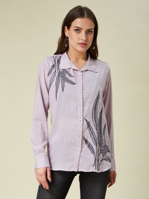 J TURRITOPSIS Casual Embroidered Women Pink Top