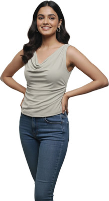 MADBORN CREATION Casual Solid Women Grey Top