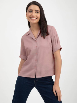 Mirana Casual Solid Women Pink Top