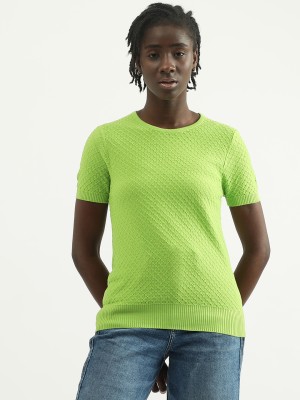 United Colors of Benetton Casual Self Design Women Green Top