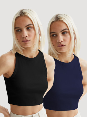 METRONAUT Casual Solid Women Black Top