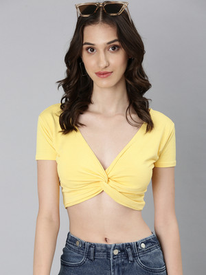 SHOWOFFFF Casual Solid Women Yellow Top