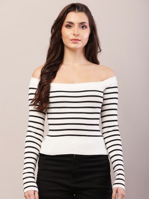 Nobarr Casual Striped Women White Top