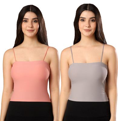 Paavki Casual Solid Women Orange, Grey Top