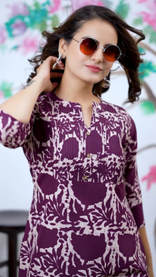 NG CREATION Women Printed A-line Kurta(Purple)