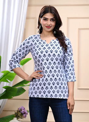 SSS OVERSEAS Casual Printed Women Blue Top
