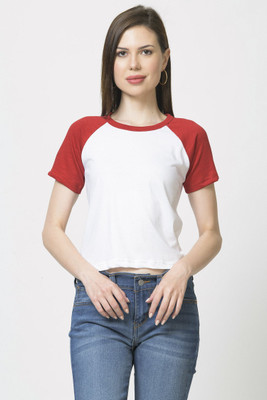 Styvibe Casual Color Block Women White Top