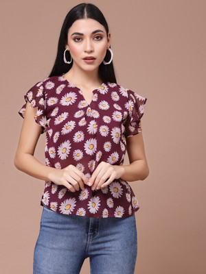 Oomph! Casual Printed Women Maroon Top