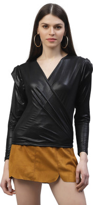 ATHENA Casual Full Sleeve Solid Women Black Top